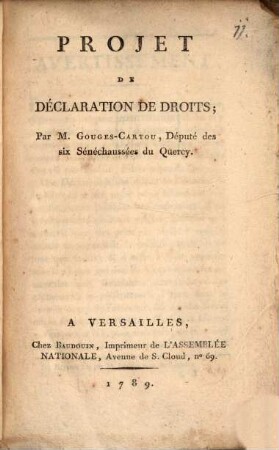 Projet de declaration de droits