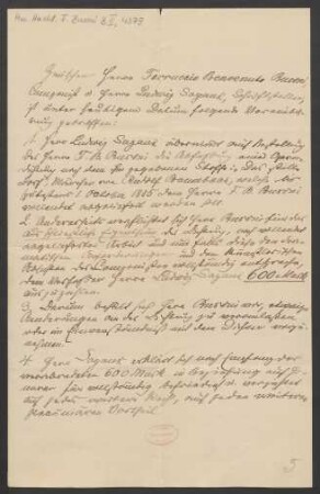 "Zwischen Herrn Ferruccio Benvenuto Busoni, Componist u. Herrn Ludwig Sayaux, Schriftsteller"