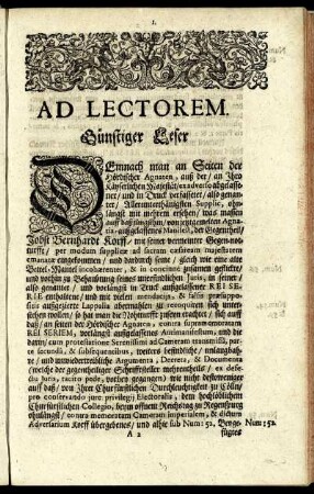 Ad Lectorem. Günstiger Leser.