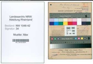 Entnazifizierung Max Mueller , geb. 31.01.1901 (Pianist)