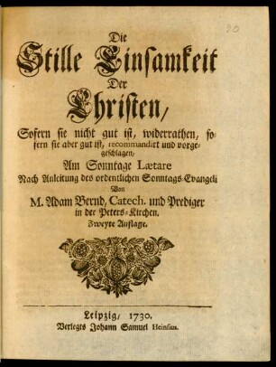 Die Stille Einsamkeit der Christen ...