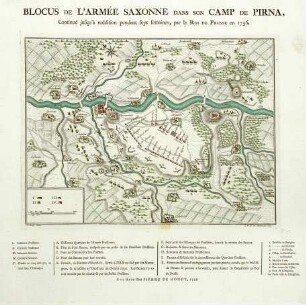 WHK 24 Deutscher Siebenjähriger Krieg 1756-1763: Plan der siebenwöchigen Blockierung der sächsischen Armee bei Pirna durch die preußische Armee, 1756