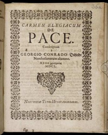 Carmen Elegiacum De Pace