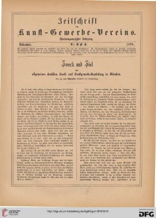 Zweck und Ziel der allgemeinen deutschen Kunst- und Kunstgewerbe-Ausstellung in München
