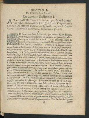 Sectio I. De Editionibus Latinis.