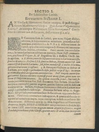 Sectio I. De Editionibus Latinis.