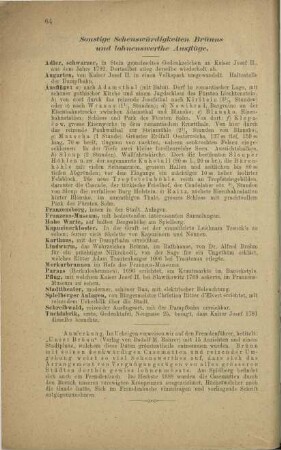 Sonstige Sehenswürdigkeiten Brünns und lohnenswerthe Ausflüge