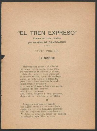 "El Tren Expreso" : Poema en tres cantos