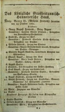 Hannoverscher und Churfürstlich-Braunschweigisch-Lüneburgischer Staatskalender. 1819