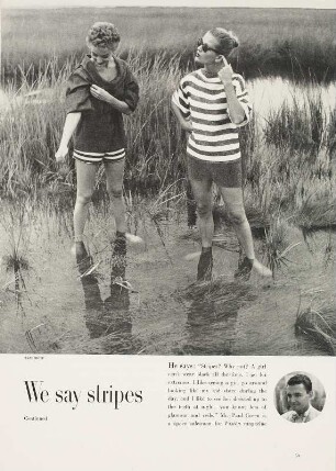 Modeaufnahme, Modelle Margie Cato und Alice Bruno, Tearsheet (Mademoiselle)