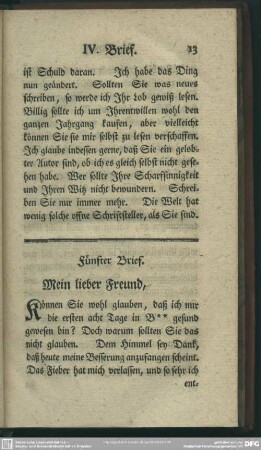 Fünfter Brief. Mein lieber Freund, ...