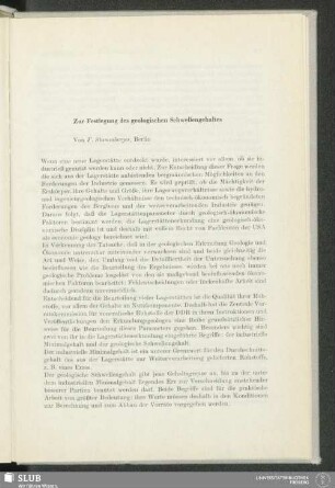 Zur Festlegung des geologischen Schwellengehaltes
