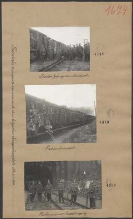 Truppentransport. (Eisenbahntransport von und nach dem belgischen Kriegsschauplatz Herbst 1914)