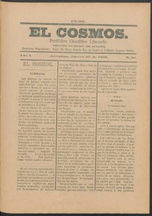 Tercer número de marzo, Jueves 30 de 1893