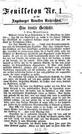 Augsburger neueste Nachrichten. Feuilleton zu den Augsburger neuesten Nachrichten. 1875, Nr. 1 - 99
