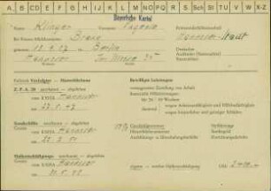 Eintrag in der Bundeszentralkartei (Teil des Testsamples): Klinger, Eugenie, geb. Braun