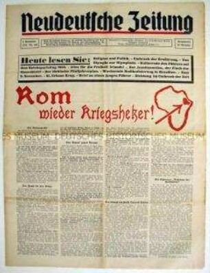 Völkische Wochenzeitung "Neudeutsche Zeitung" mit scharfer Polemik gegen die katholische Kirche und den Vatikan