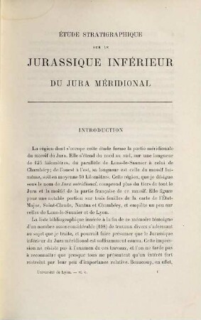 Étude stratigraphique sur le jurassique inférieur du Jura méridional