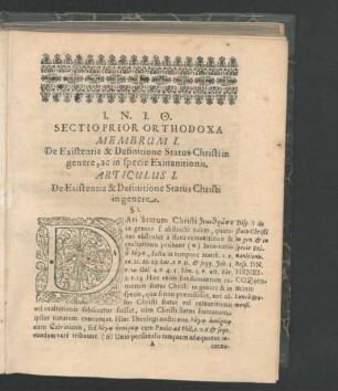 Sectio Prior Orthodoxa.