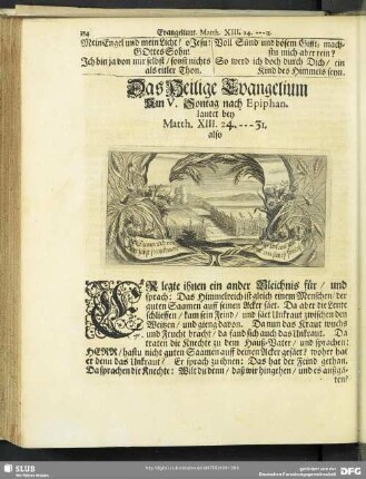 Das Heilige Evangelium Am V. Sontag nach Epiphan. lautet bey Matth. XIII. 24.-31.