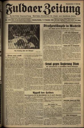 Erste Ausgabe vom Samstag, den 07. November 1936.