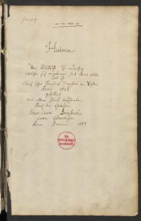 Historia vom Aufruhr zu Danzig und wie er 1526 gestillet