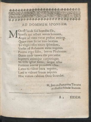Ad Dominum Sponsum.