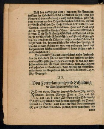IIII. Von Fortpflantzung und Erhaltung des Menschlichen Geschlechts.