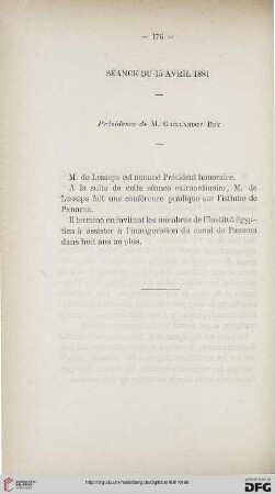 Séance du 15 avril 1881