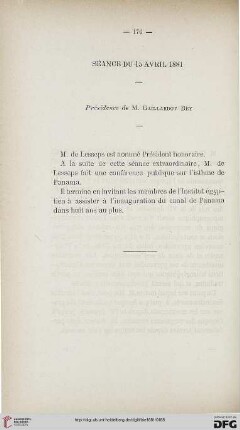 Séance du 15 avril 1881
