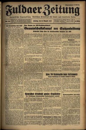 Ausgabe vom Freitag, den 13. August 1937.
