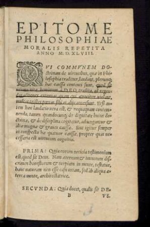 Epitome Philosophiae Moralis Repetita Anno M.D.XLVIII.