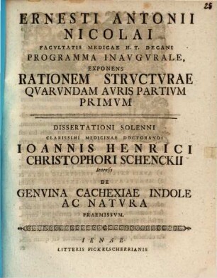 Programma inaug., exponens rationem structurae quarundam auris partium, I.