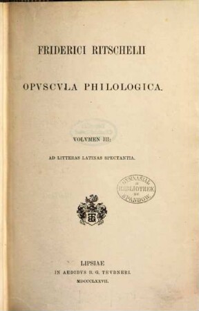 Kleine philologische Schriften, 3