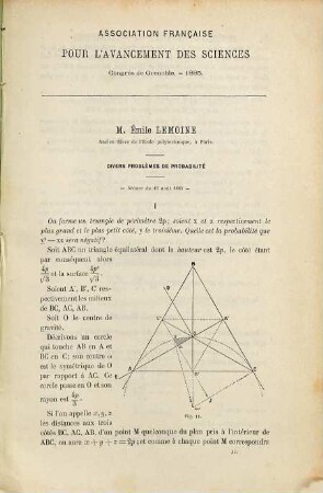 (Opuscules géométriques), [10]. Divers problèmes des probabilité