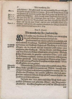 Das II. Capitel. Wie mancherley Art Zauberey sey.