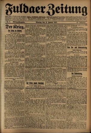 Zweite Ausgabe vom Montag, den 11. Januar 1915.