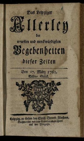 Den 17. März 1761. Eilftes Stück.