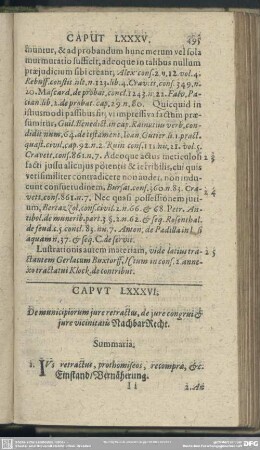 Caput LXXXVI. De municipiorum iure retractus, de iure congrui & iure vicinitatis NachbarRecht