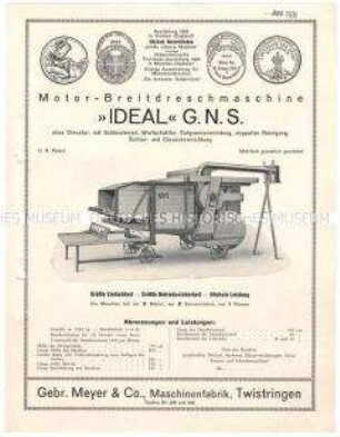 Motor-Breitdreschmaschine "Ideal"
