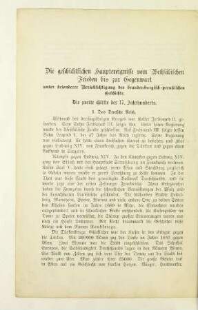 Die zweite Hälfte des 17. Jahrhunderts