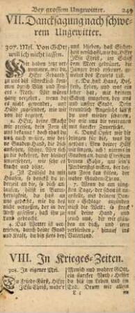 VII. Dancksagung nach schwerem Ungewitter