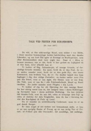 Tale ved Festen for Schandorph (25. Juni 1887)