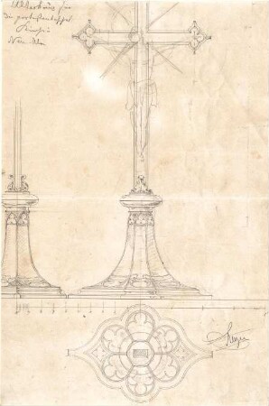 Stengel, Georg von; Neu-Ulm; Prot. Kirche - Altarkreuz (Aufrisse, Ansicht)