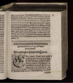 1. Erstes Gutachten deß Hochstlöblichen Churfürstlichen Collegii zu Regenspurg ertheilet