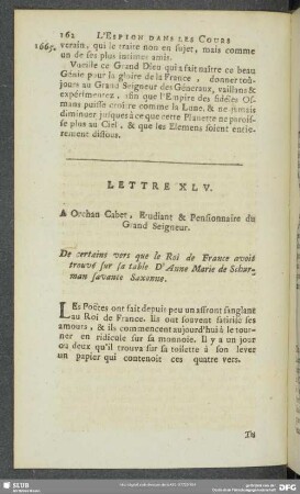 Lettre XLV. A Orchan Cabet , Etudiant & Pensionnaire du Grand Seigneur