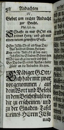 IV. Gebet um rechte Andacht zur Beicht