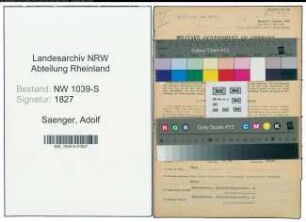 Entnazifizierung Adolf Saenger , geb. 20.09.1904 (Ingenieur)