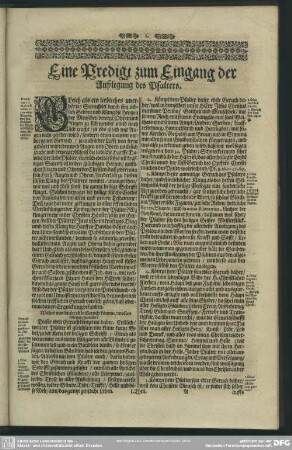 Eine Predigt zum Eingang der Außlegung des Psalters
