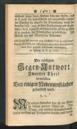 Zweiter Theil in welchen Von einigen Nebenumständen gehandelt wird
